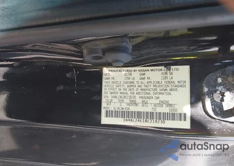 2008 Nissan Altima 3.5 Se from USA, damaged, VIN 1N4BL24E18C219230